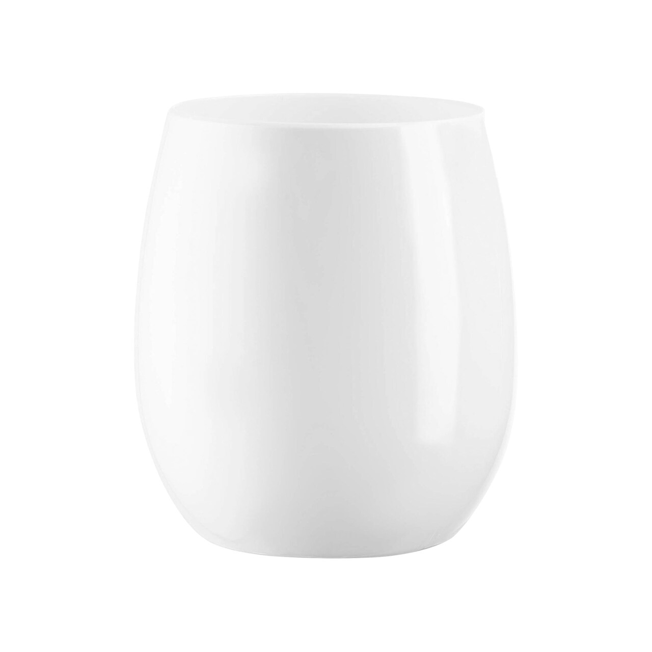 Solid White Elegant Stemless Plastic Wine Glasses - 12 oz. (64 Glasses)